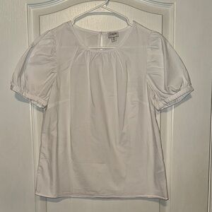 J. Crew White Puff Sleeve Top